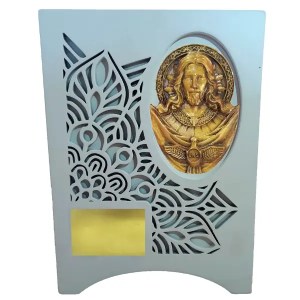 Urna para cenizas Mandala Rostro de Cristo: Un tributo religioso con un diseño de mandala y la representación del Rostro de Cristo
